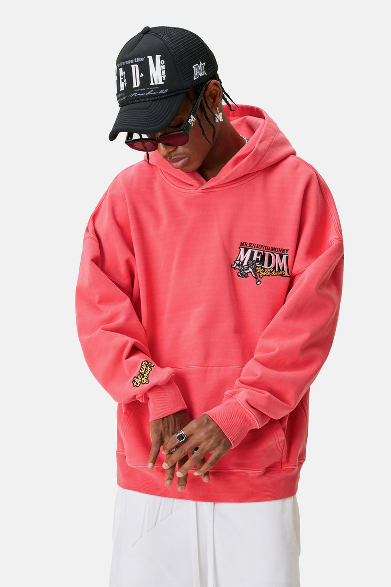 Red washed online hoodie