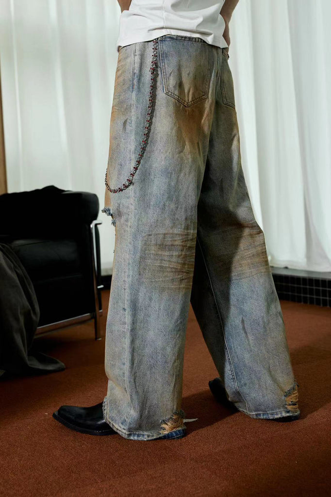 JCAESAR MUD DYEING DESTORYED DENIM
