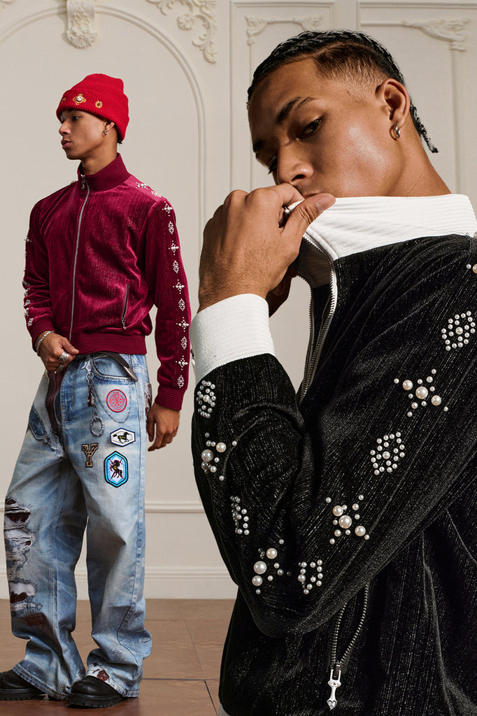 YADCREW VELVET PEARL JACKET – Baroque Galleria