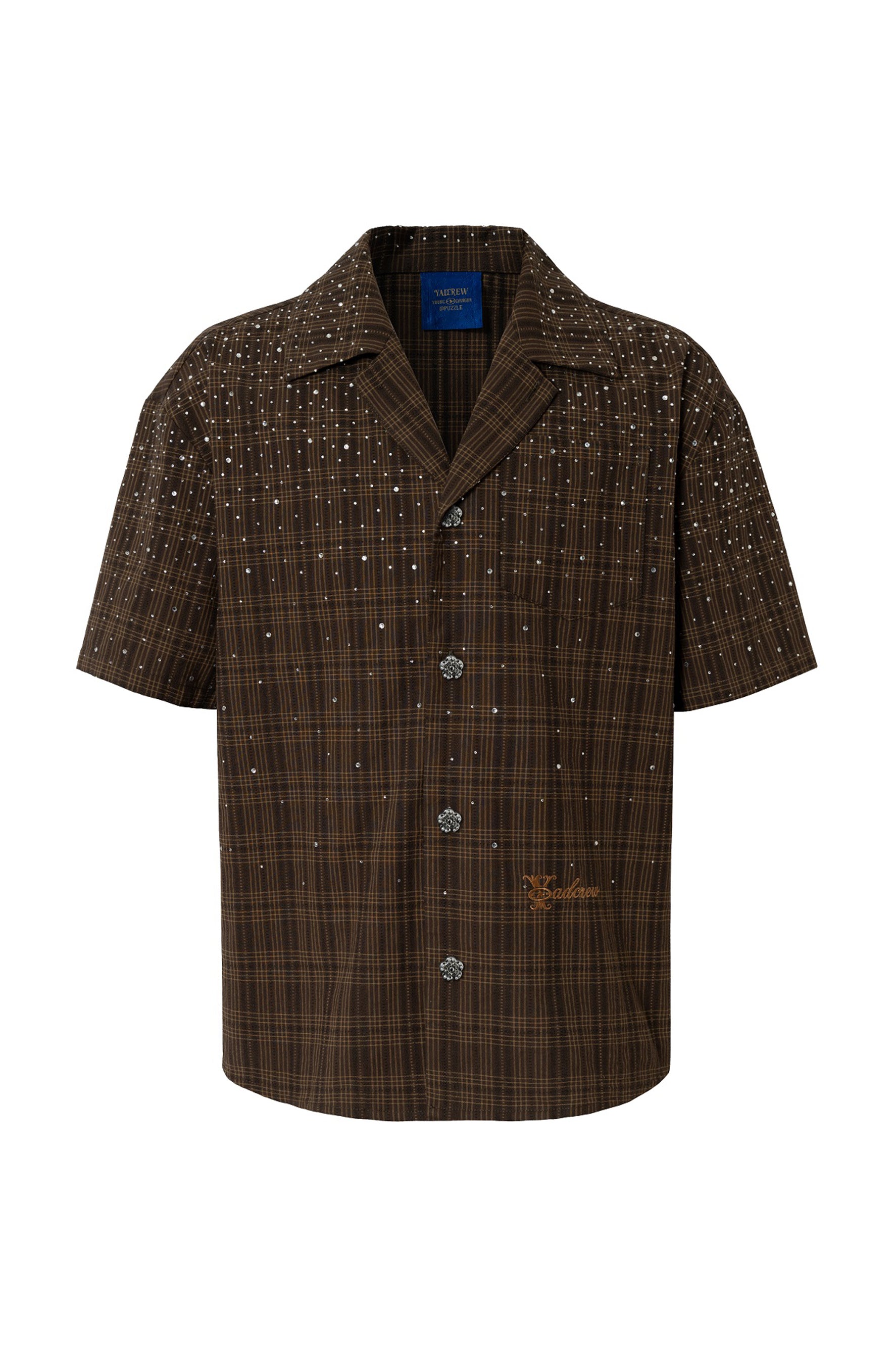 YADCREW TEXTURED RHINESTONE PLAID SHIRT – Baroque Galleria
