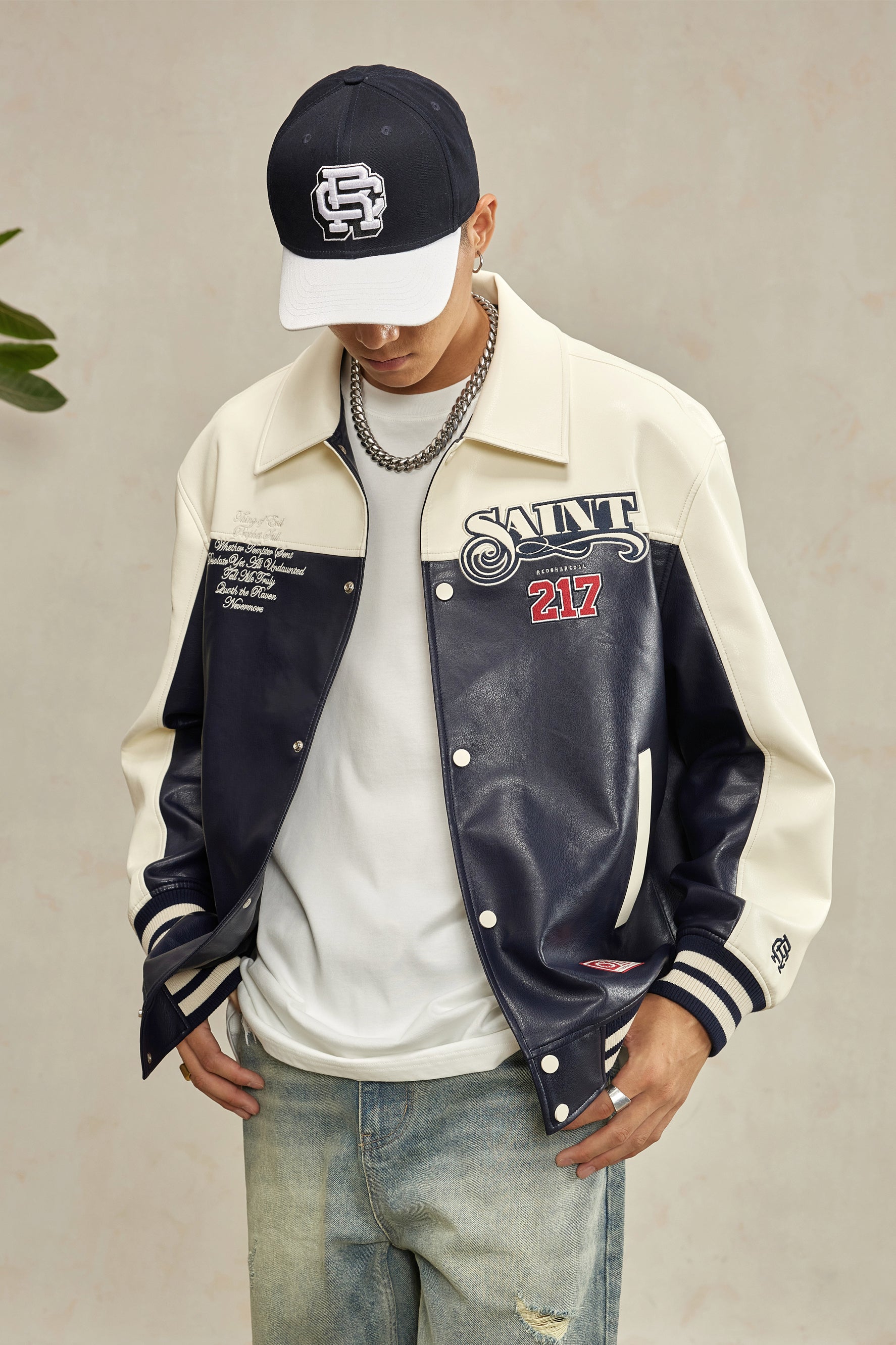 SAINT LAURENT Embellished denim baseball cap